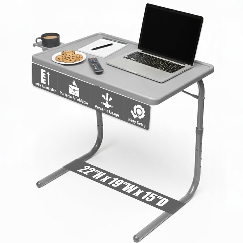 Table Mate Table-Mate TV Tray Table | Portable Desk Folding Dinner Tray, Couch Table Trays for Eating Snack Food, Portable Laptop Desk, Bed Trays for Eating | Adjustable TV Trays with 3 Angles and Cup Holder - Image 1